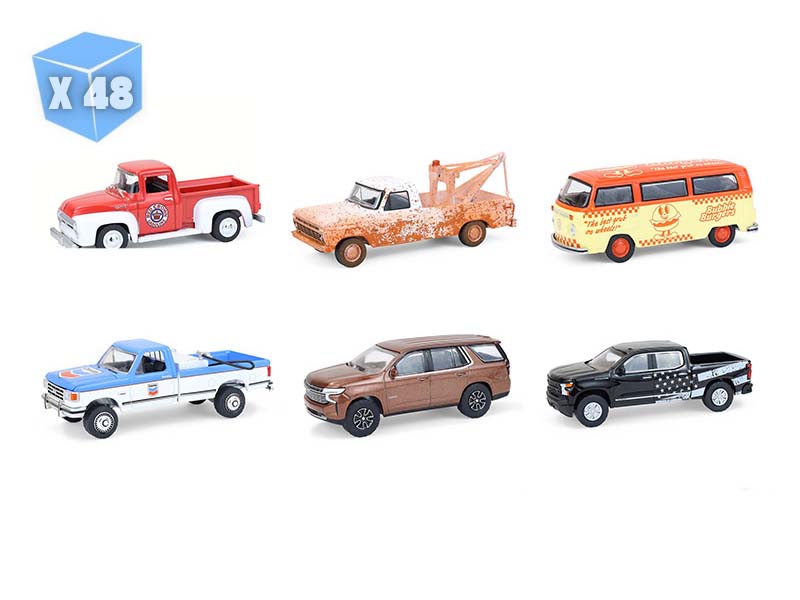 PRE-ORDER  - 48 PACK (Blue Collar Collection Series 14) SET OF 6 Diecast 1:64 Scale Models - Greenlight 35300