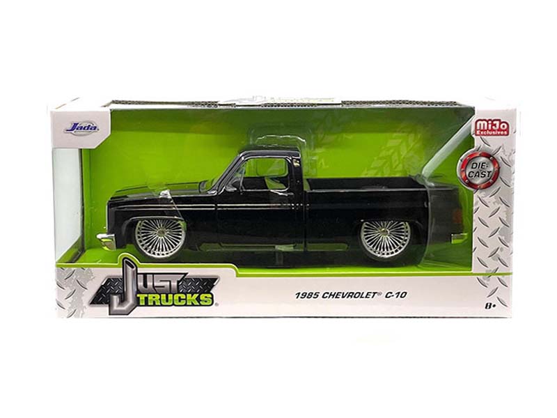 PRE-ORDER 1985 Chevrolet C10 Pickup w/ Wire Wheels – Black (Just Trucks) Diecast 1:24 Scale Model - Jada 35853