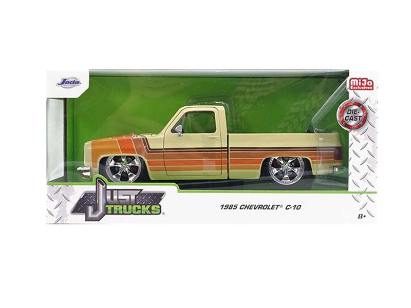 1985 Chevrolet C10 Pickup w/ Cartelli Wheels – Beige (Just Trucks) Diecast 1:24 Scale Model - Jada 35858