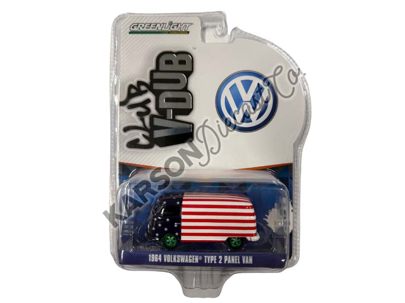 CHASE 1964 Volkswagen Type 2 Panel Van - American Flag (Club Vee-Dub) Series 15 Diecast 1:64 Scale Model - Greenlight 36060A