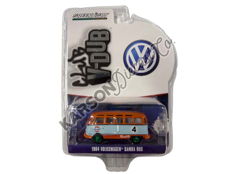 CHASE 1964 Volkswagen Samba Bus - Gulf Oil Racing #4 (Club Vee-Dub) Series 16 Diecast 1:64 Scale Model - Greenlight 36070B