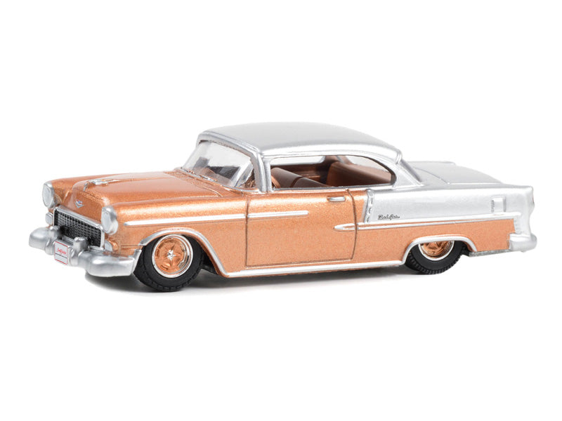 CHASE 1955 Chevrolet Bel Air Coupe - Rose Gold and Silver (Barrett-Jackson Scottsdale Edition) Series 12 Diecast 1:64 Scale Model - Greenlight 37290A