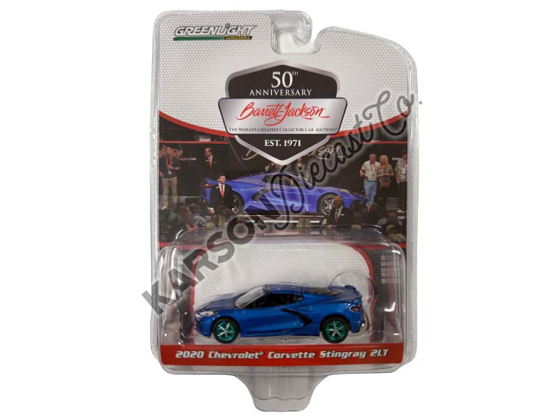 CHASE 2020 Chevrolet Corvette C8 Stingray 2LT - Rapid Blue (Barrett-Jackson Scottsdale Edition) Series 12 Diecast 1:64 Scale Model - Greenlight 37290E