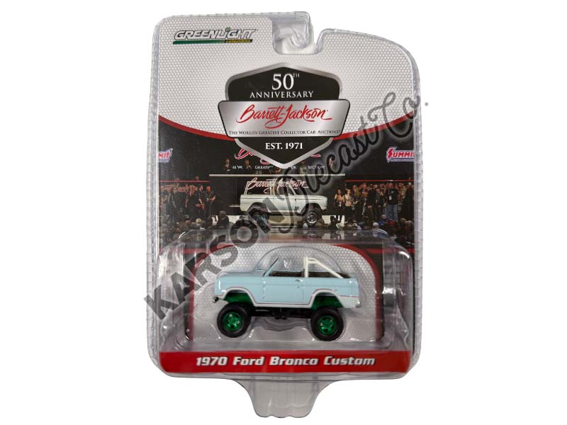 CHASE 1970 Ford Bronco Custom - Sea Foam Green (Barrett-Jackson ‘Scottsdale Edition’ Series 13) Diecast 1:64 Scale Model - Greenlight 37300B