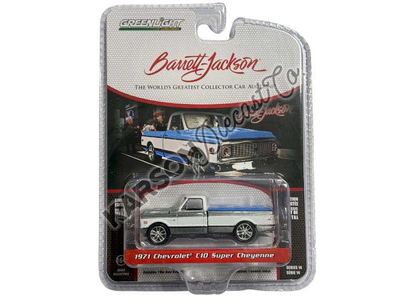 CHASE 1971 Chevrolet C10 Super Cheyenne Custom Pickup Blue - Palm Beach (Barrett-Jackson Series 14) Diecast 1:64 Scale Model - Greenlight 37310E