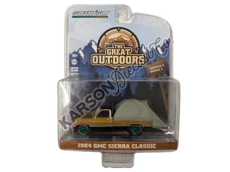 CHASE 1984 GMC Sierra Classic w/ Modern Truck Bed Tent (The Great Outdoors) Series 1 Diecast 1:64 Scale Model - Greenlight 38010C