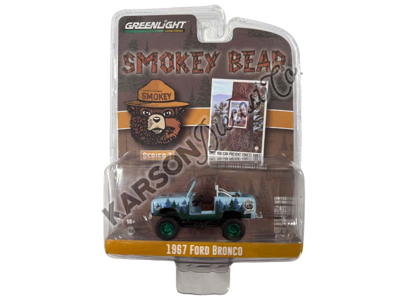 CHASE 1967 Ford Bronco (Doors Removed) - Only You Can Prevent Forest Fires (Smokey Bear) Series 1 Diecast 1:64 Scale Model - Greenlight 38020C