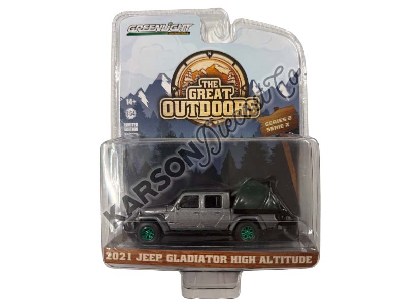 CHASE 2021 Jeep Gladiator High Altitude w/ Modern Truck Bed Tent (The Great Outdoors) Series 2 Diecast 1:64 Scale Model - Greenlight 38030E