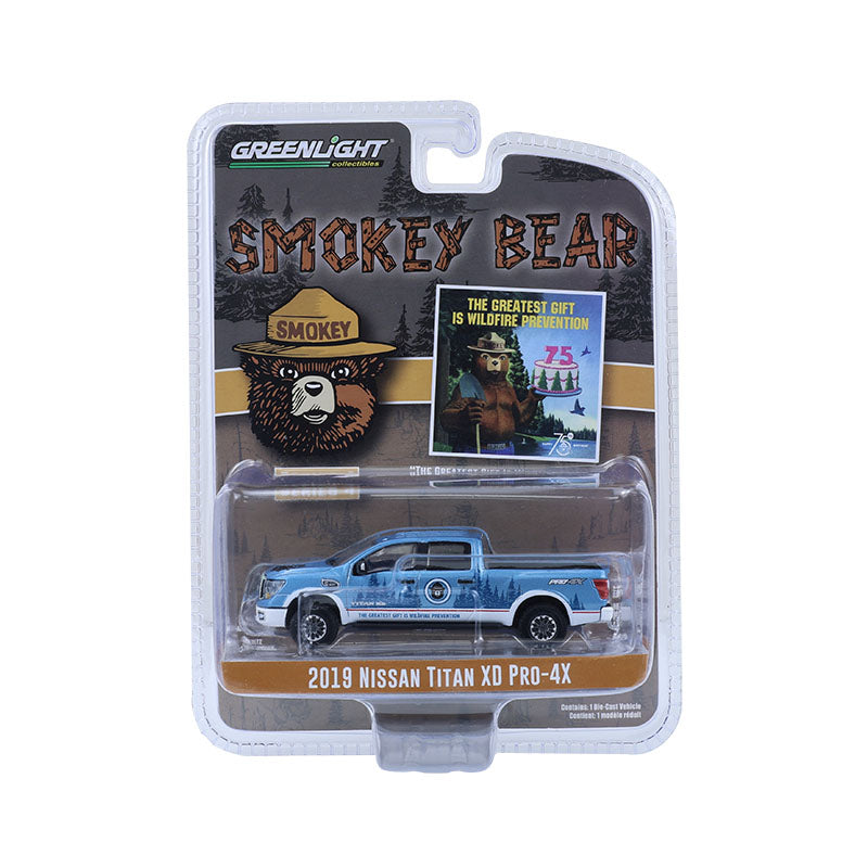 2019 Nissan Titan XD Pro-4X - The Greatest Gift is Wildfire Prevention (Smokey Bear Series 4) Diecast 1:64 Scale Model - Greenlight 38070F