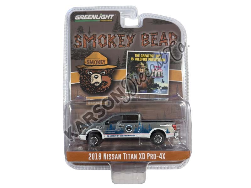 CHASE 2019 Nissan Titan XD Pro-4X - The Greatest Gift is Wildfire Prevention (Smokey Bear Series 4) Diecast 1:64 Scale Model - Greenlight 38070F