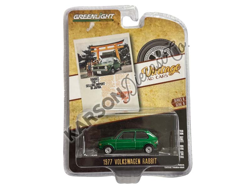 CHASE 1977 Volkswagen Rabbit - Rabbit. The #1 Selling Import In Japan (Vintage Ad Cars Series 6) Diecast 1:64 Models - Greenlight 39090E