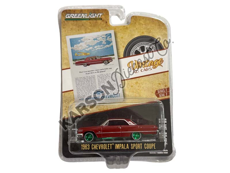 CHASE 1963 Chevrolet Impala Sport Coupe (Vintage Ad Cars Series 7) Diecast 1:64 Scale Model Car - Greenlight 39100A