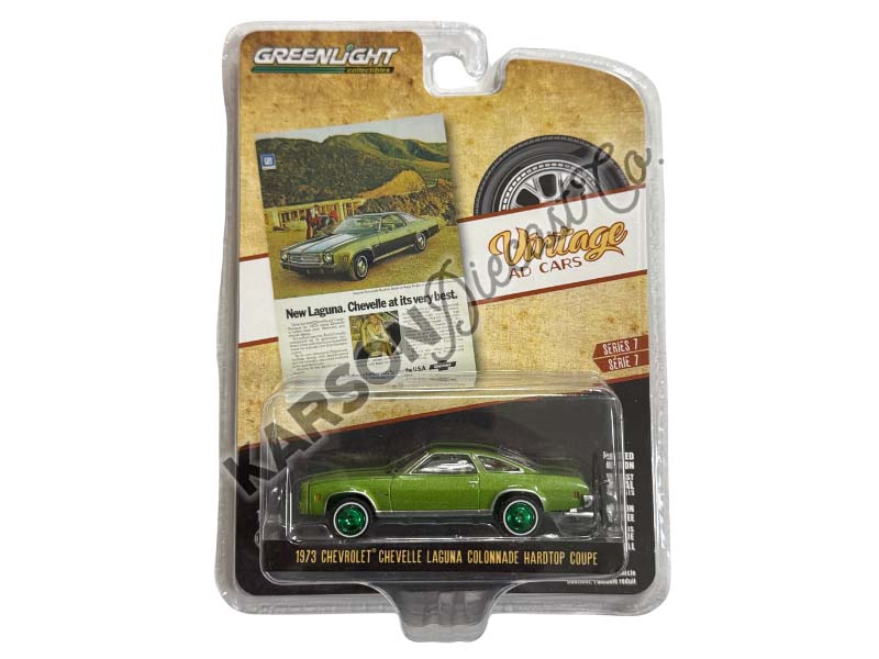 CHASE 1973 Chevrolet Chevelle Laguna Colonnade Hardtop Coupe (Vintage Ad Cars) Series 7 Diecast 1:64 Scale Model Car - Greenlight 39100E