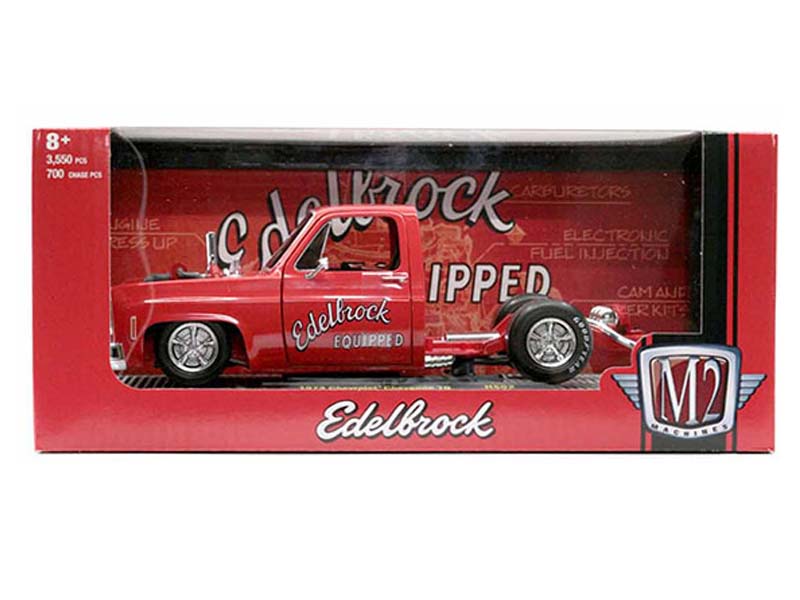 1973 Chevrolet Cheyenne Super 10 Edelbrock Custom Bedless SQUAREBODY (Hobby Exclusive) Diecast 1:24 Scale Model - M2 Machines 40100-HS02