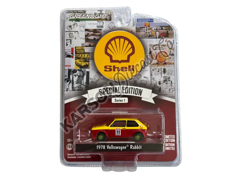 CHASE 1978 Volkswagen Rabbit #11 Pro Rally (Shell Oil Special Edition Series 1) Diecast Scale 1:64 Model - Greenlight 41125B