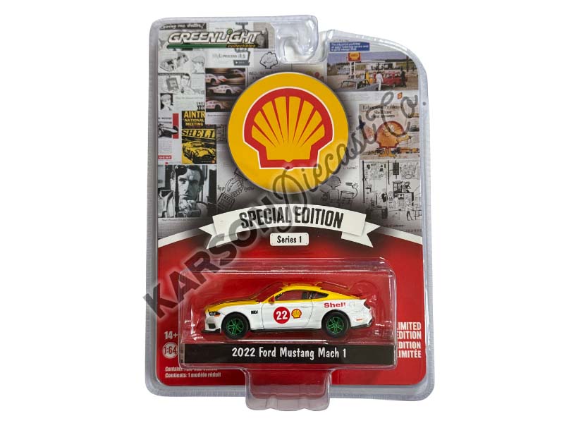 CHASE 2022 Ford Mustang Mach 1 #22 Shell Racing (Shell Oil Special Edition Series 1) Diecast Scale 1:64 Model - Greenlight 41125F