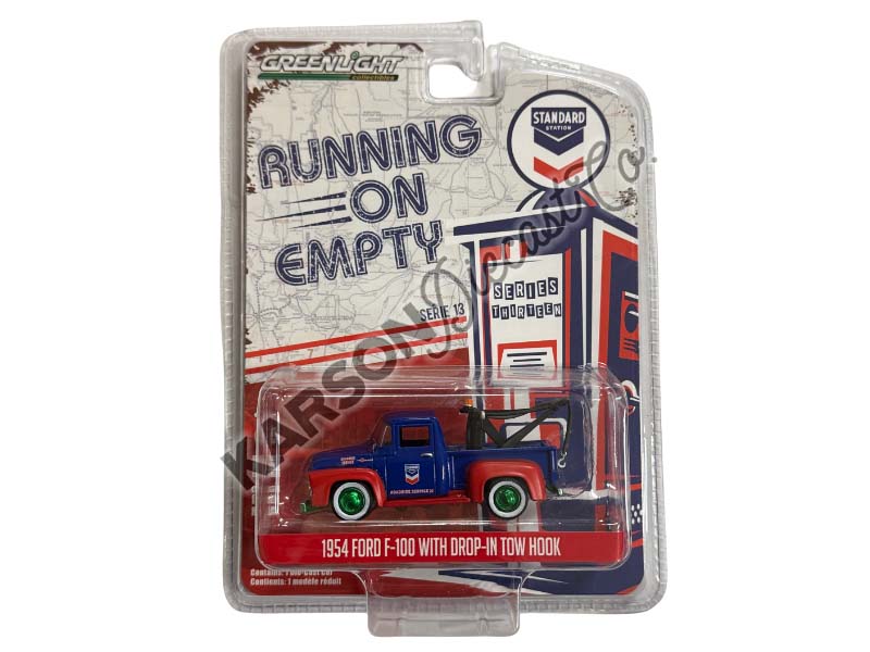 CHASE 1954 Ford F-100 w/ Drop-in Tow Hook - Standard Oil Company (Running On Empty Series 13) Diecast 1:64 Scale Model - Greenlight 41130A