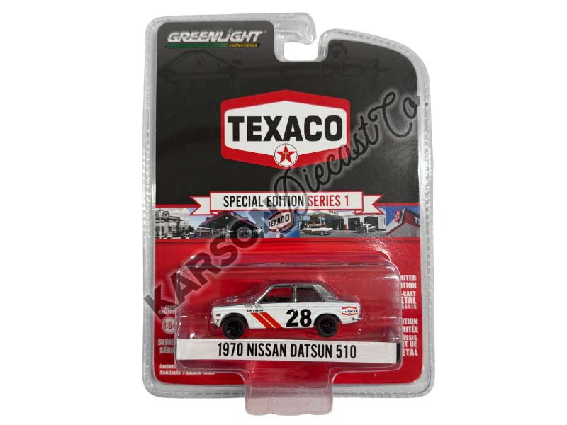 CHASE 1970 Datsun 510 Widebody (Texaco Special Edition Series 1) Diecast 1:64 Scale Model - Greenlight 41165C