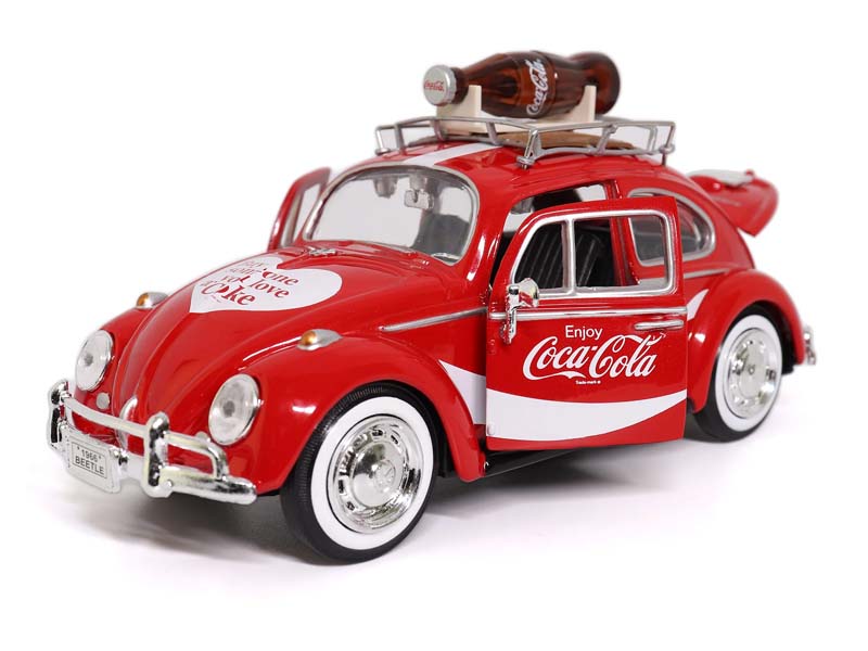 1966 VW Beetle w/ Bottle on Top Rack - Coca Cola Diecast 1:24 Scale Model - Motor City Classics 424066