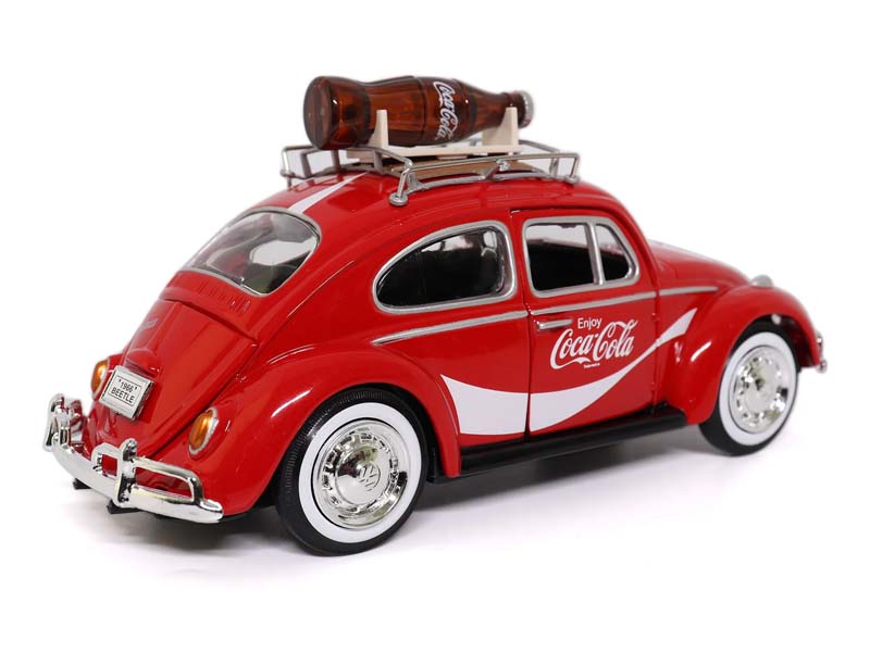 1966 VW Beetle w/ Bottle on Top Rack - Coca Cola Diecast 1:24 Scale Model - Motor City Classics 424066