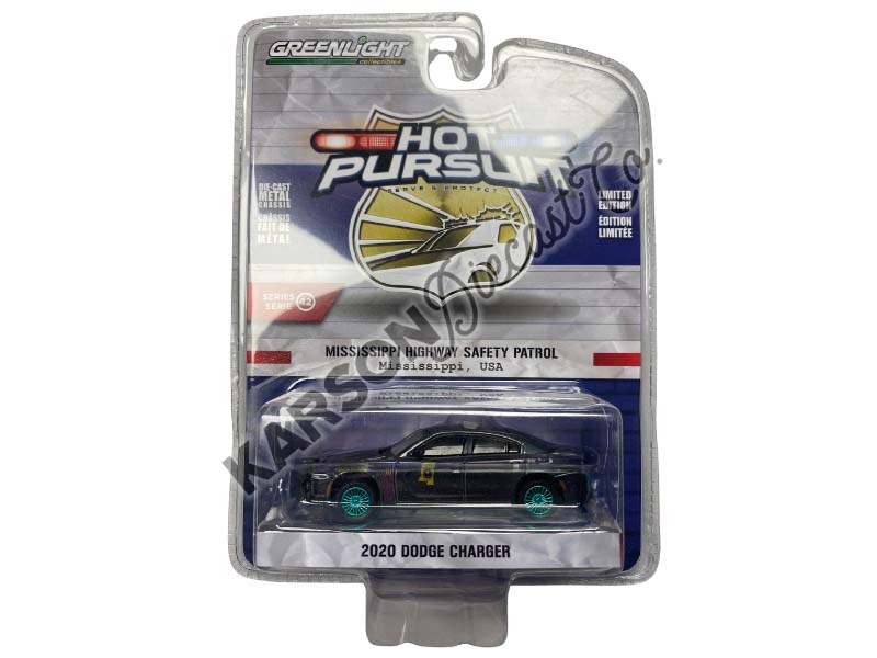 CHASE 2020 Dodge Charger - Mississippi Highway Safety Patrol State Trooper (Hot Pursuit) Series 42 Diecast 1:64 Scale Model - Greenlight 43000D