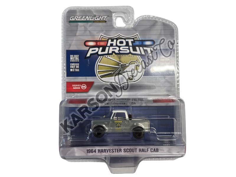 CHASE 1964 Harvester Scout Half Cab – California Highway Patrol (Hot Pursuit Series 46) Diecast 1:64 Scale Model - Greenlight 43040B