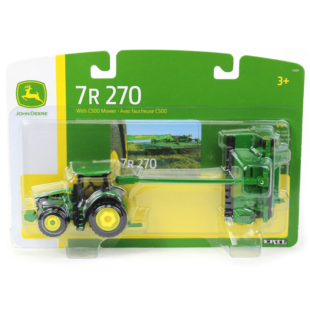 John Deere 7R 270 Tractor & C500 Mower Diecast 1:64 Scale Model - ERTL 45889