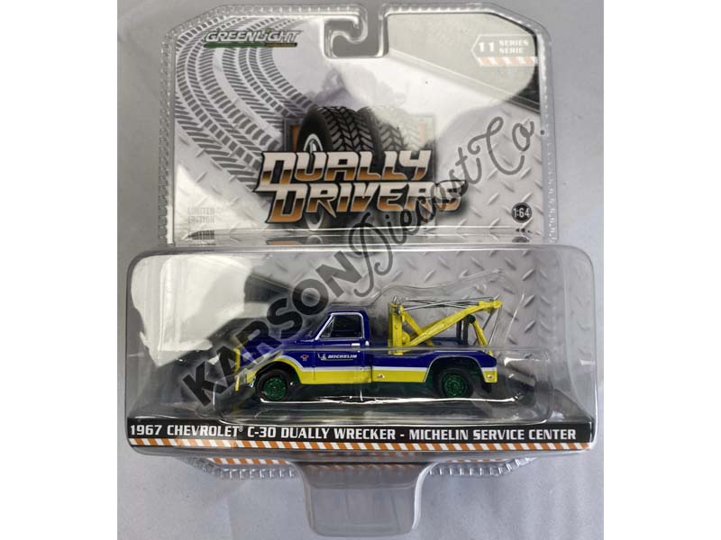 CHASE 1967 Chevrolet C-30 Dually Wrecker - Michelin Service Center (Dually Drivers) Series 11 Diecast 1:64 Scale Model - Greenlight 46110A