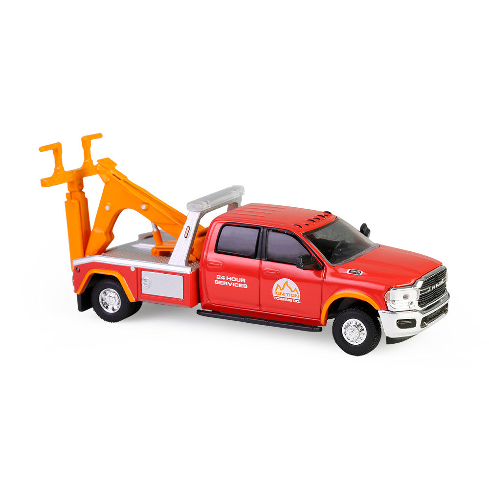 PRE-ORDER 2022 Ram 3500 Dually Wrecker - Red & Orange (Dually Drivers Series 16) Diecast 1:64 Scale Model - Greenlight 46160E