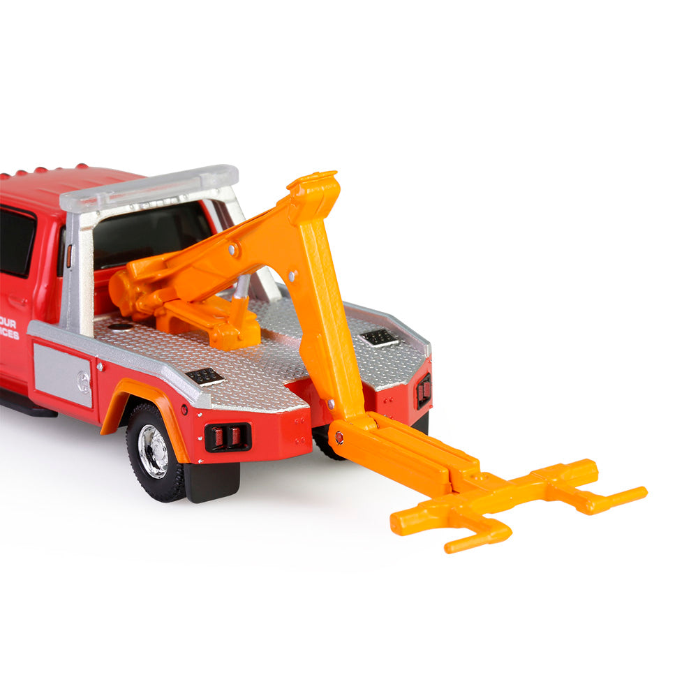 PRE-ORDER 2022 Ram 3500 Dually Wrecker - Red & Orange (Dually Drivers Series 16) Diecast 1:64 Scale Model - Greenlight 46160E