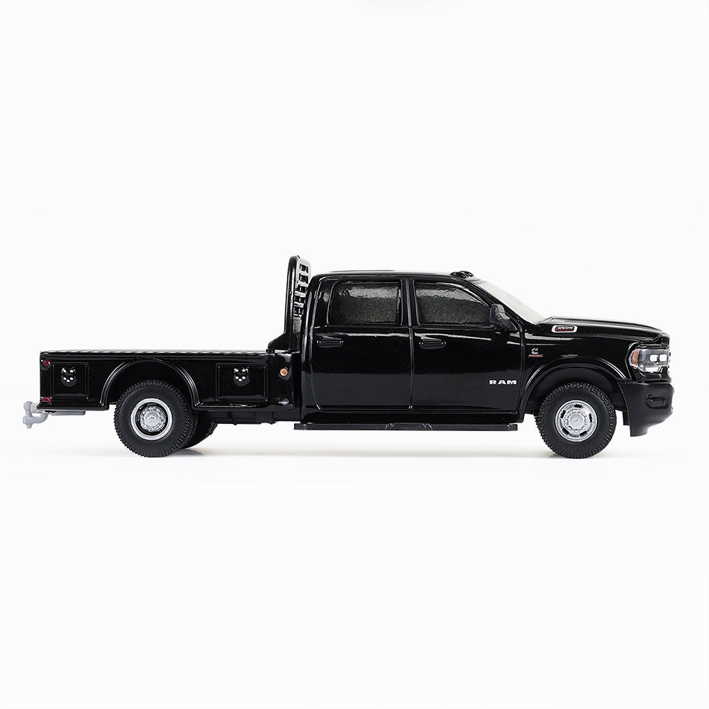 PRE-ORDER 2023 Ram 3500 Dually Flatbed - Black (Dually Drivers Series 16) Diecast 1:64 Scale Model - Greenlight 46160F