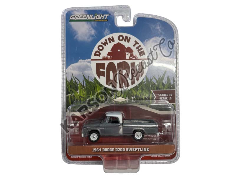 CHASE 1964 Dodge D-200 Sweptline - Turf Green & White (Down on the Farm Series 10) Diecast 1:64 Scale Model - Greenlight 48100B