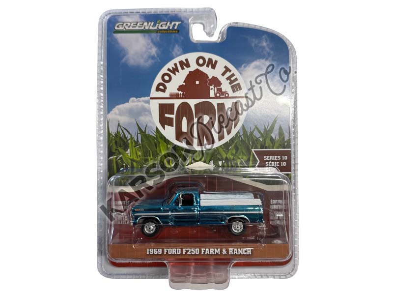 CHASE 1969 Ford F-250 Farm & Ranch Special - Reef Aqua (Down on the Farm Series 10) Diecast 1:64 Scale Model - Greenlight 48100C