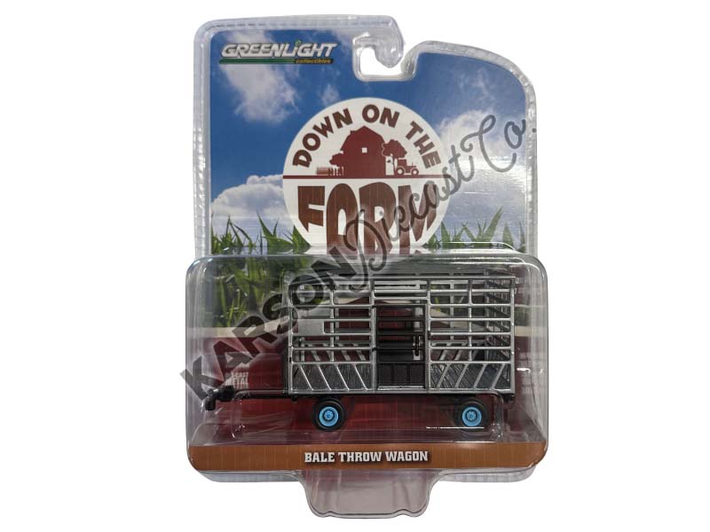 CHASE Bale Throw Wagon - Light Blue (Down on the Farm Series 10) Diecast 1:64 Scale Model - Greenlight 48100F