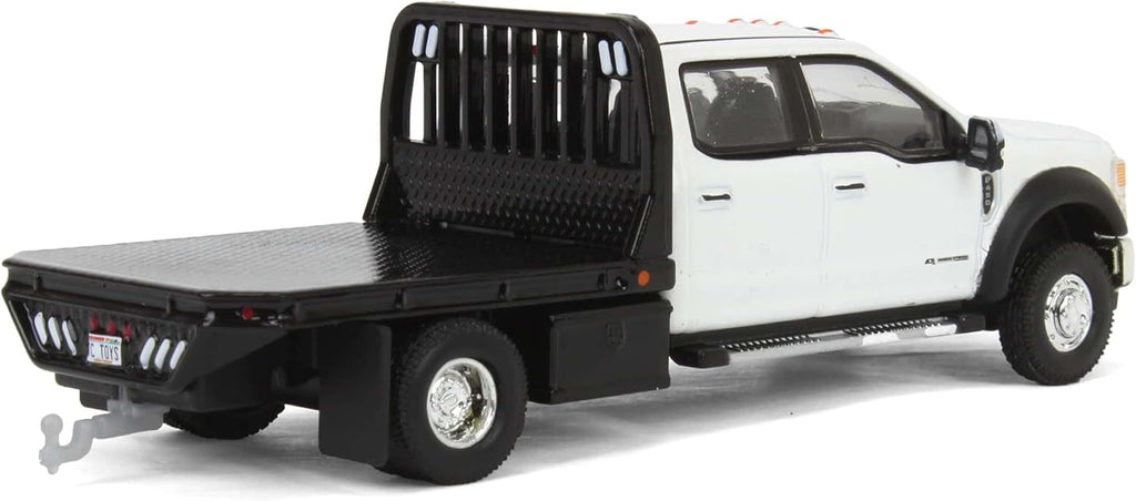 2020 Ford F-450 XLT Super Duty Dually Flat Bed - Oxford White Diecast 1:64 Scale Model - Greenlight 51395B