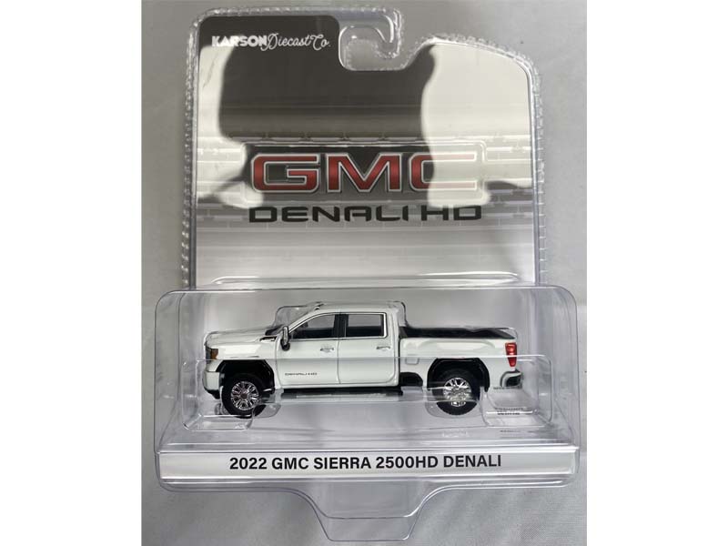 KARSON BLUE CHASE 2022 GMC Sierra 2500 Denali - Summit White (Exclusive) Diecast 1:64 Scale Model - Karson Diecast Co. 51510B