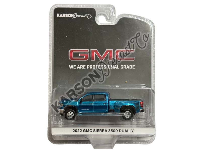 KARSON BLUE CHASE 2022 GMC Sierra 3500HD Pro Dually - Summit White (Exclusive) Diecast 1:64 Scale Model - Karson Diecast Co. 51560A