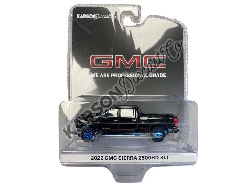 KARSON BLUE CHASE 2022 GMC Sierra 2500HD SLT - Ebony Twilight Metallic (Exclusive) Diecast 1:64 Scale Model - Karson Diecast Co. 51561A