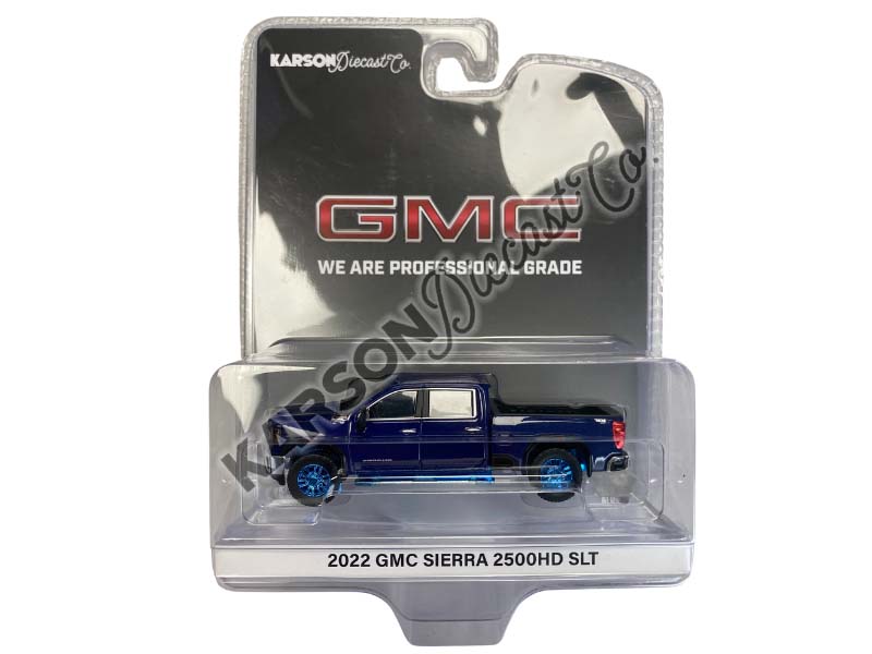 KARSON BLUE CHASE 2022 GMC Sierra 2500HD SLT - Pacific Blue (Exclusive) Diecast 1:64 Scale Model - Karson Diecast Co. 51561B