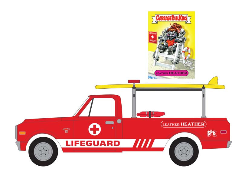 CHASE 1968 Chevrolet C-10 Lifeguard on Duty - Leather Heather (Garbage Pail Kids Series 4) Diecast 1:64 Model Car - Greenlight 54070C