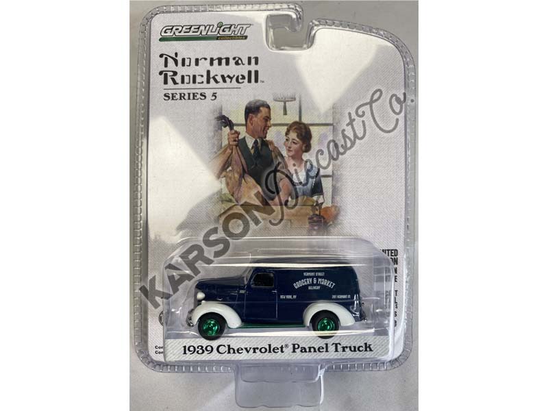 CHASE 1939 Chevrolet Panel Truck - Grocery & Market Delivery (Norman Rockwell ) Series 5 Diecast 1:64 Scale Model - Greenlight 54080A