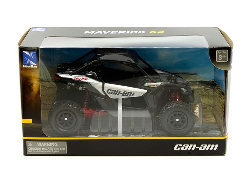 Can-Am Maverick X3 – Silver / Black Side-By-Side 1:18 Scale Model - New Ray 58193A