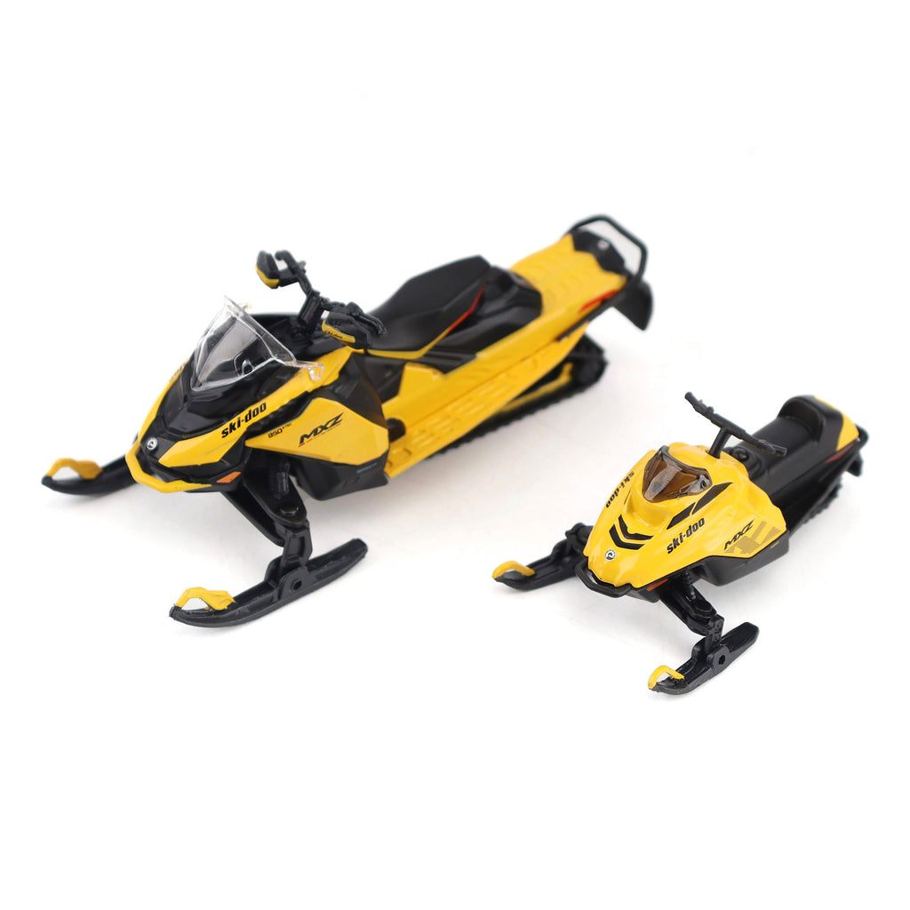 PRE-ORDER Can-Am MXZ Blizzard (Trail Segment) + MXZ 120cc (Kid's Model) Neo Yellow 1:32 Scale Model - Diecast Masters 60022