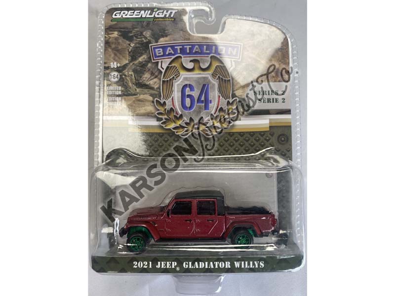 CHASE 2021 Jeep Gladiator Willys - Snazzberry  (Battalion 64) Series 2 Diecast 1:64 Scale Model - Greenlight 61020F