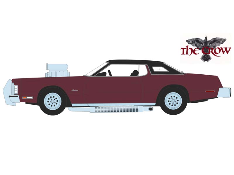 CHASE 1973 Ford Thunderbird w/ Supercharger - The Crow (Hollywood Series 41) Diecast 1:64 Scale Model - Greenlight 62020D