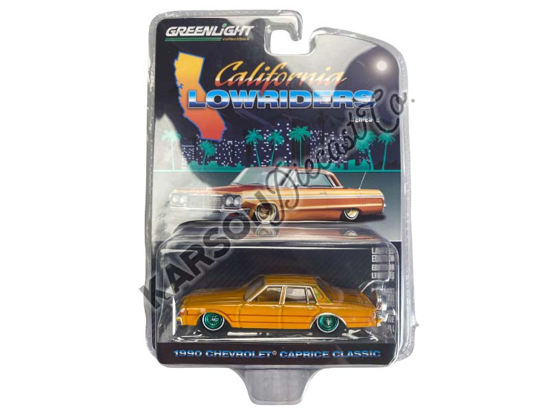 CHASE 1990 Chevrolet Caprice Classic w/ Continental Kit - Custom Kandy Orange (California Lowriders) Series 2 Diecast 1:64 Scale Model - Greenlight 63030F