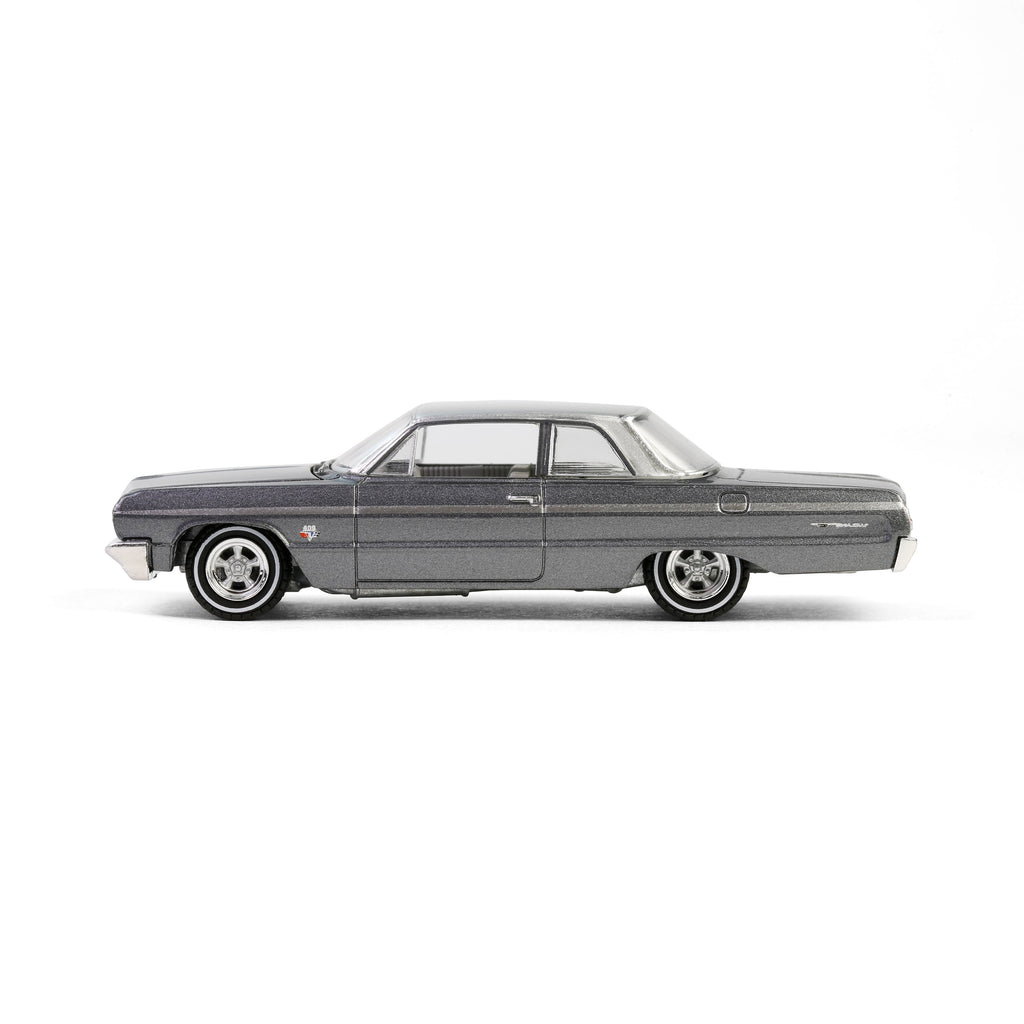 1964 Chevrolet Bel Air - Dark Gray Metallic & Silver Metallic (California Lowriders Series 6) Diecast 1:64 Scale Model - Greenlight 63070D