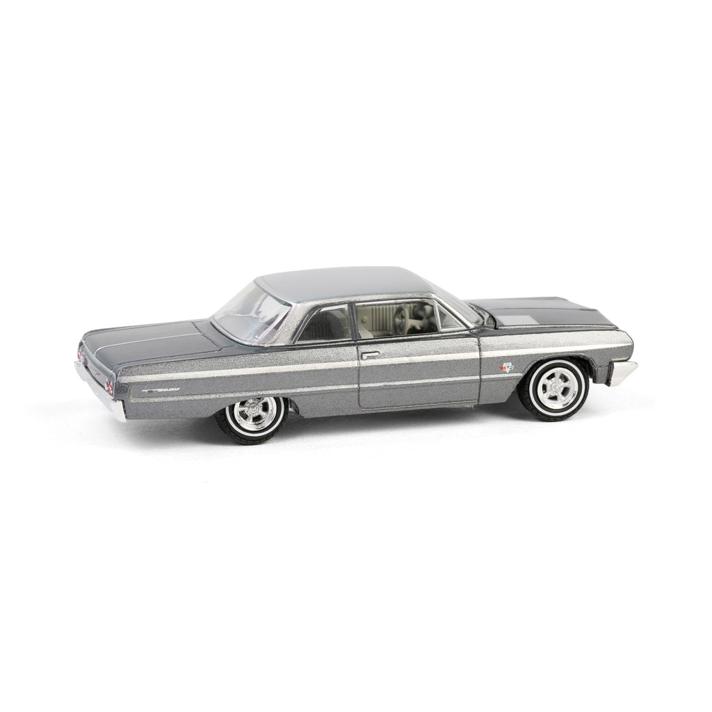 1964 Chevrolet Bel Air - Dark Gray Metallic & Silver Metallic (California Lowriders Series 6) Diecast 1:64 Scale Model - Greenlight 63070D