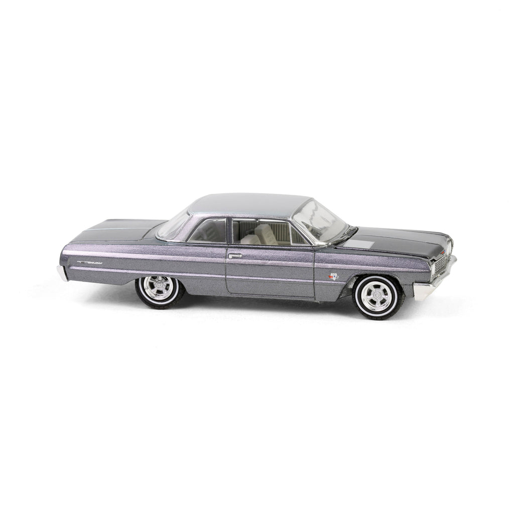 1964 Chevrolet Bel Air - Dark Gray Metallic & Silver Metallic (California Lowriders Series 6) Diecast 1:64 Scale Model - Greenlight 63070D