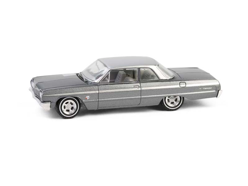 1964 Chevrolet Bel Air - Dark Gray Metallic & Silver Metallic (California Lowriders Series 6) Diecast 1:64 Scale Model - Greenlight 63070D